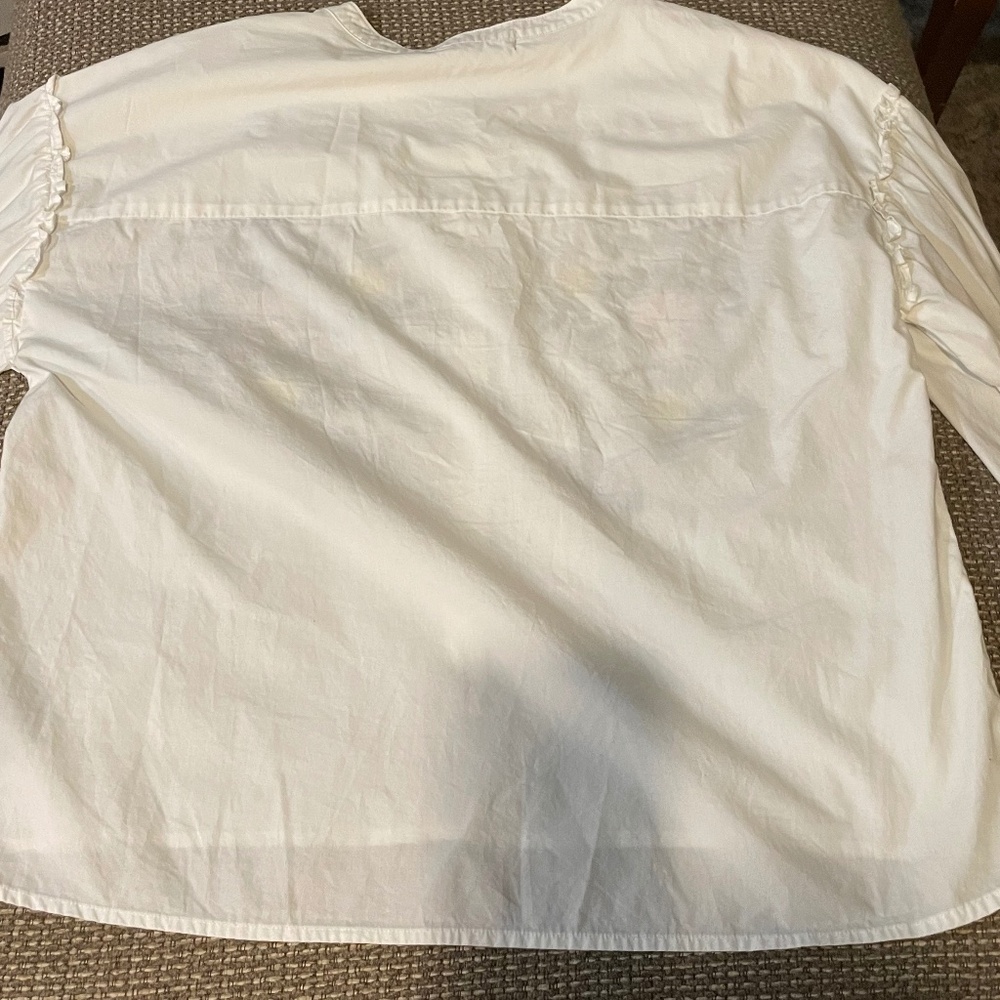 Sanctuary White Blouse Top Embroidered Floral Long Sleeve Top Sz Medium M Cotton - Picture 7 of 8